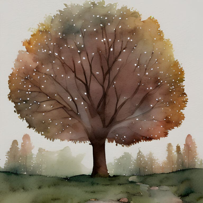 Ein kräftiger Baum mit vielen Verästelungen in Aquarell