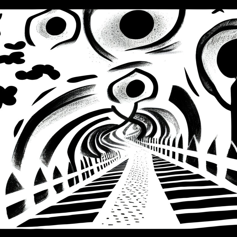 Abstraktes Bild mit einem Weg, schwarz-weiß